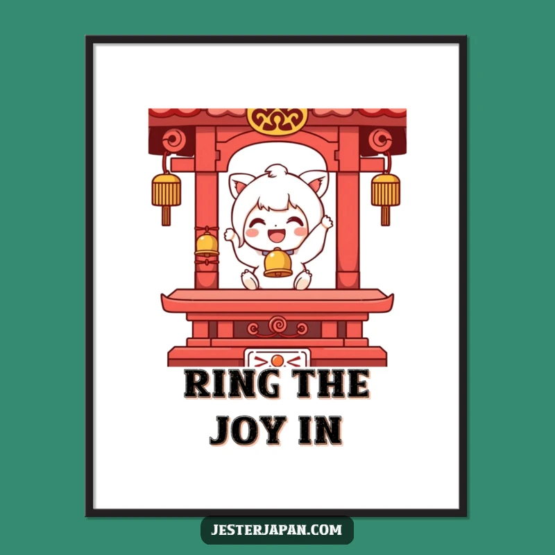 Funny Temple Bell Ringing Character Digital Print - Instant Joyful Decor