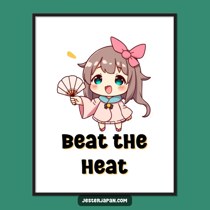 Funny Waving Fan Character Digital Print - Instant Breezy Decor