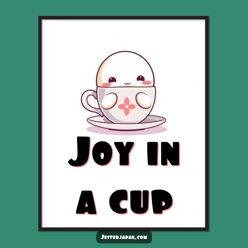Funny Kawaii Sipping Digital Art: Cozy Character for Instant Calm
