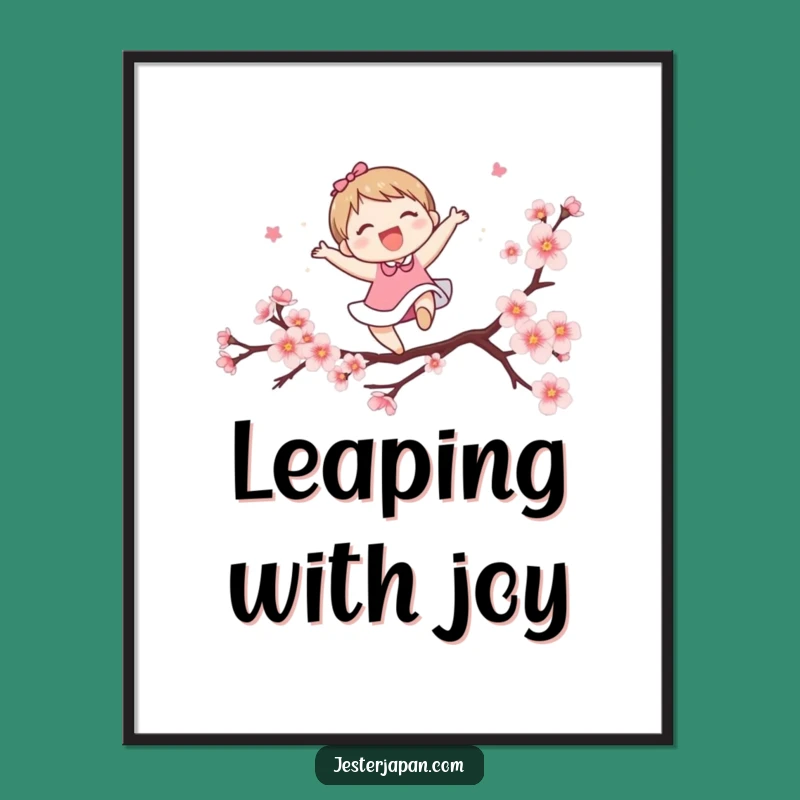 Funny Blossom Leaper Digital Art: Instant Spring Wall Decor, Joyful Funny Gift Download