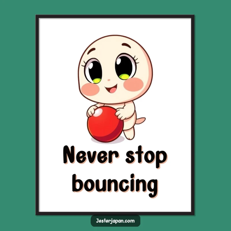Funny Bouncing Ball Digital Print: Instant Playful Joy with Big Eyed Character's Art