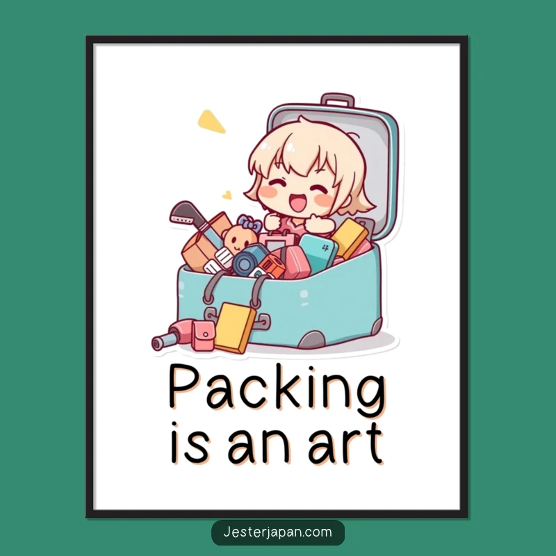 Funny Kawaii Packing Joy Digital Print - Humorous Wall Decor Gift