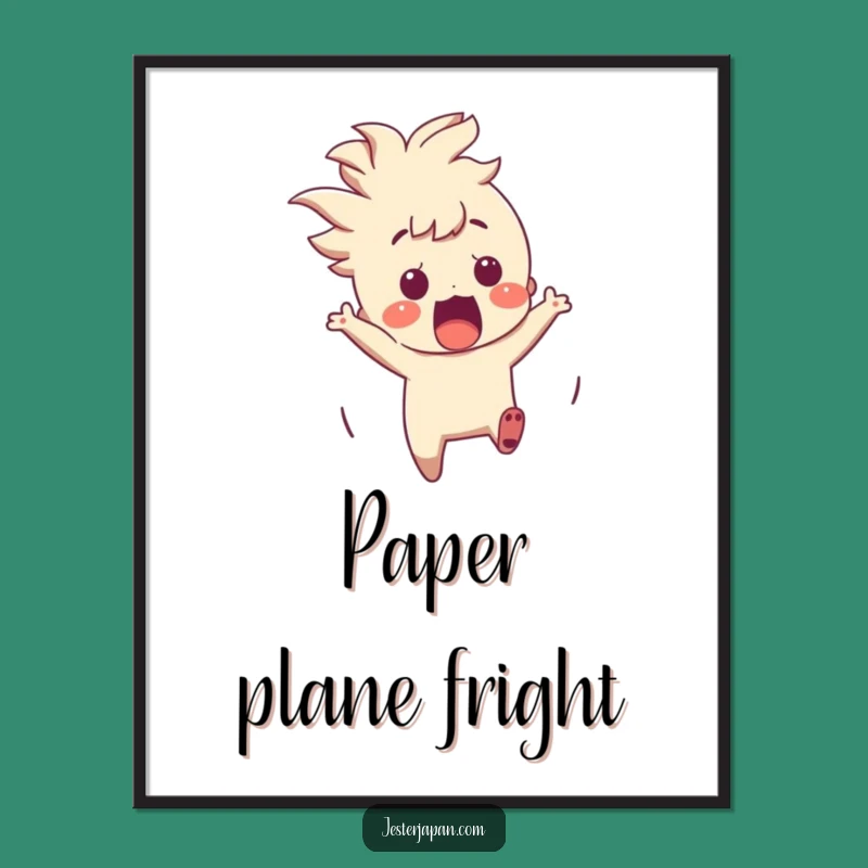 Funny Origami Crane Digital Art: Startled Character Surprise Print Gift