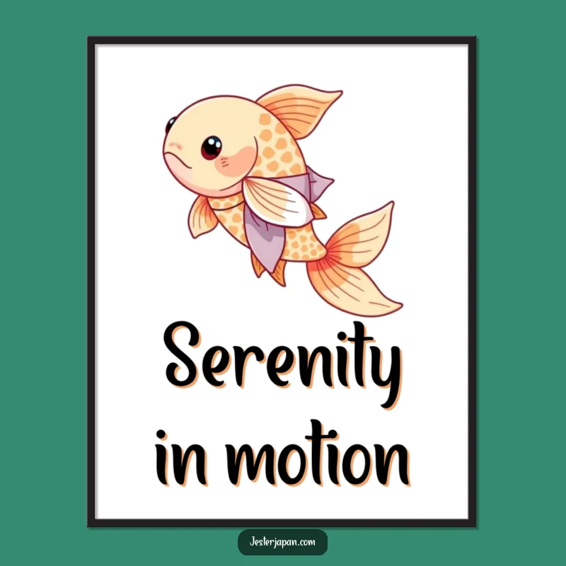 Funny Koi Kimono Digital Art: Serene Fish Printable, Elegant Japanese Gift