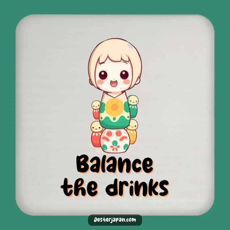 Funny Kokeshi Doll Balancing Coaster: Protect Surfaces with Humor