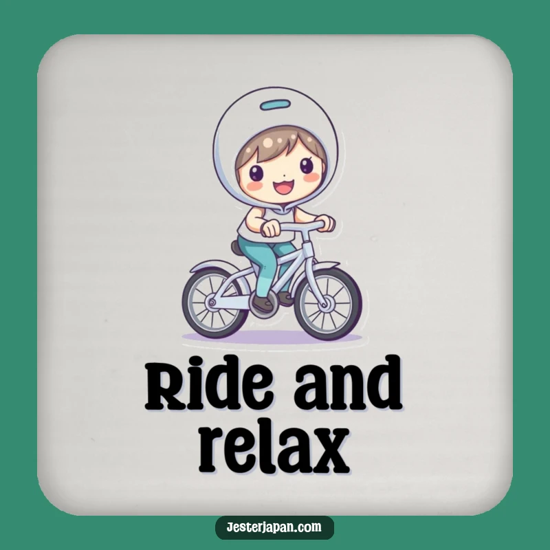 Funny Bicycle Riding Coaster: Smiling Character's Playful Protection for Surfaces