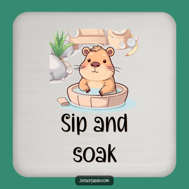 Funny Capybara Hot Spring Coasters: Protect Surfaces with Hilarious Zen Art