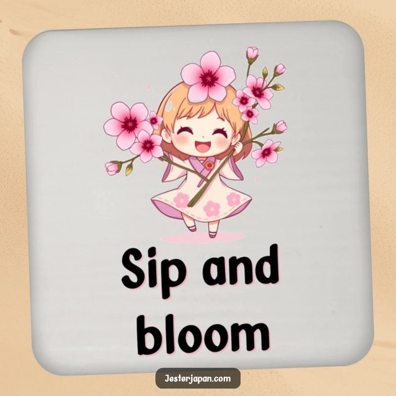 Funny Character Coaster: A joyful character with cherry blossoms, offering beautiful and humorous protection for tables.