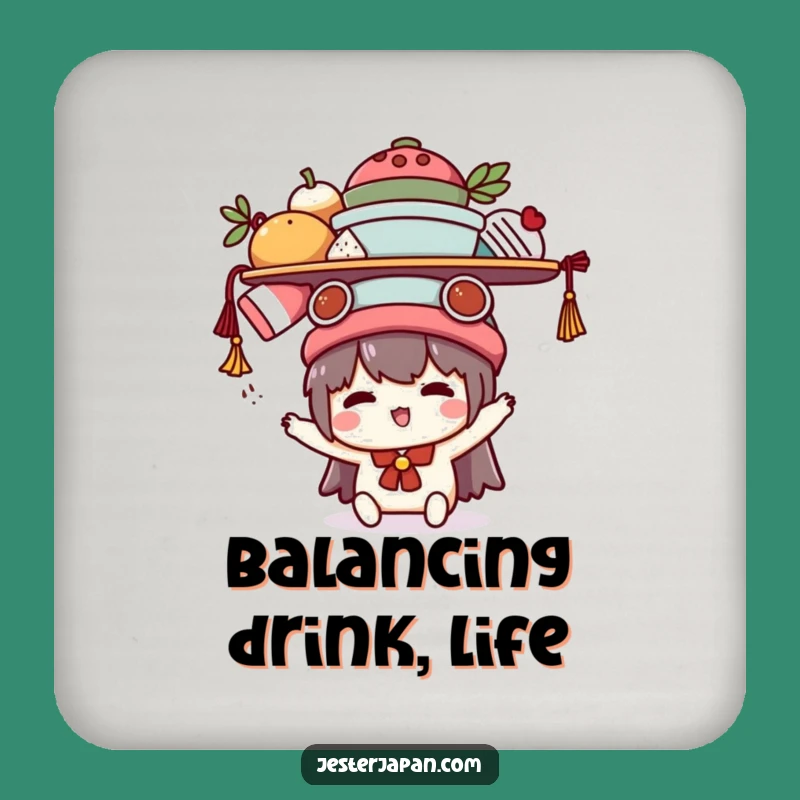 Funny Kawaii Balancing Act Coasters: Protect Surfaces with Humor