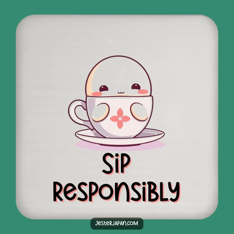 Funny Kawaii Sipping Coaster: Protect Surfaces with Cozy Character