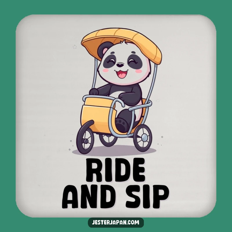 Funny Panda Coaster Set: Rickshaw Glee Protection, Chic Funny Gift
