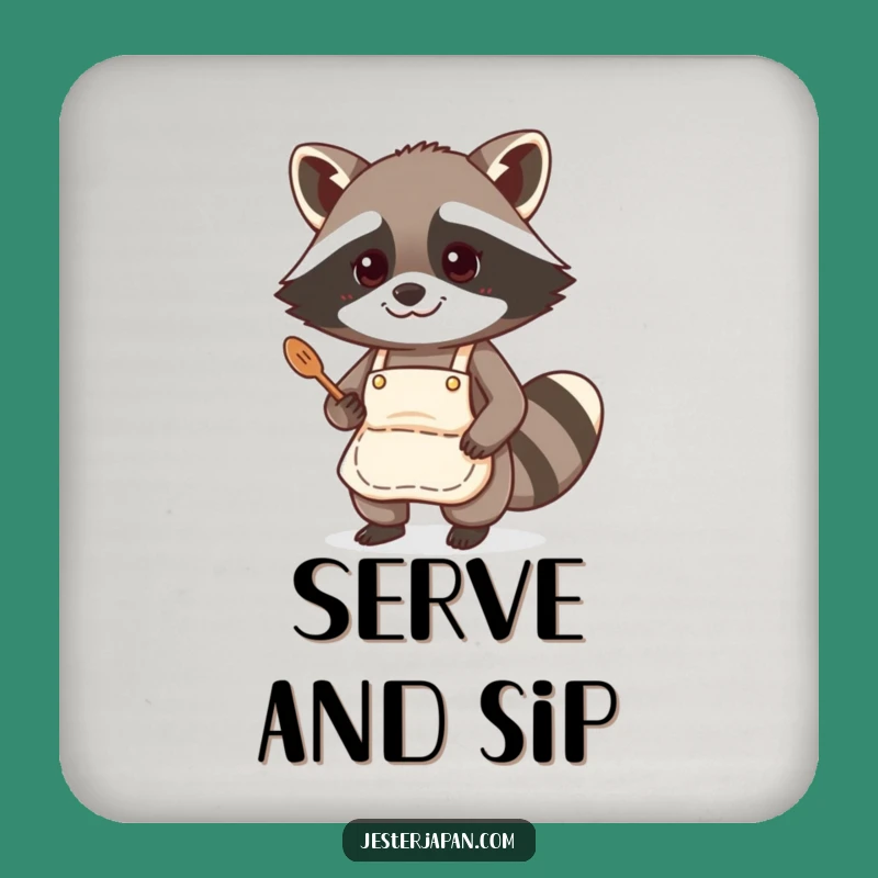 Funny Raccoon Chef Coasters: Protect Surfaces with Hilarious Kitchen Art