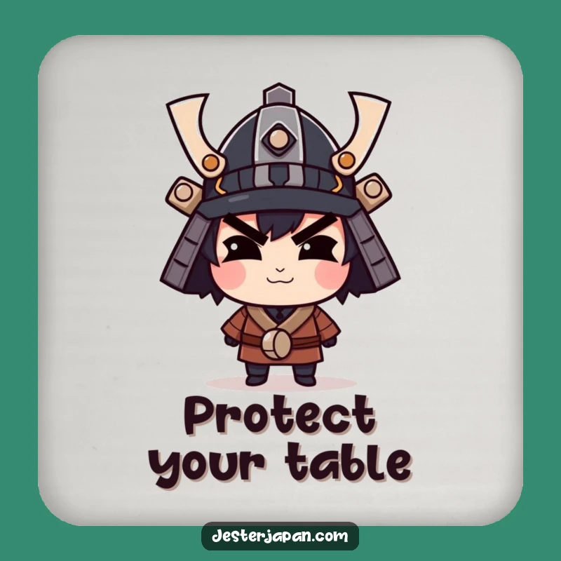Funny Samurai Helmet Coaster: Warrior's Edge, Smirking Character, Gift Set