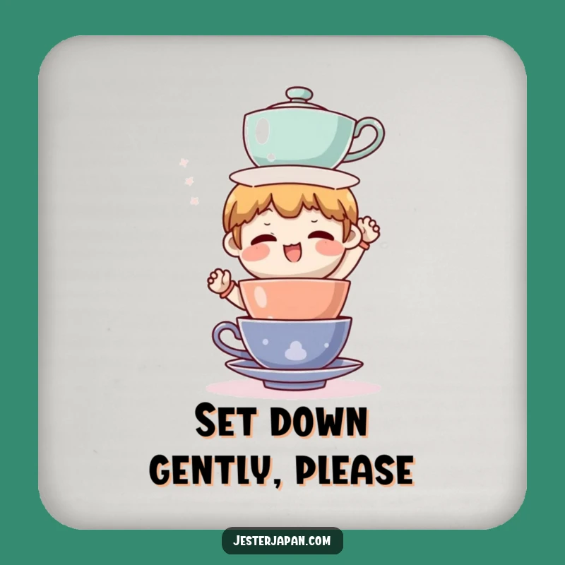 Funny Tea Cup Balance Coaster Set - Humorous Protection for Your Table
