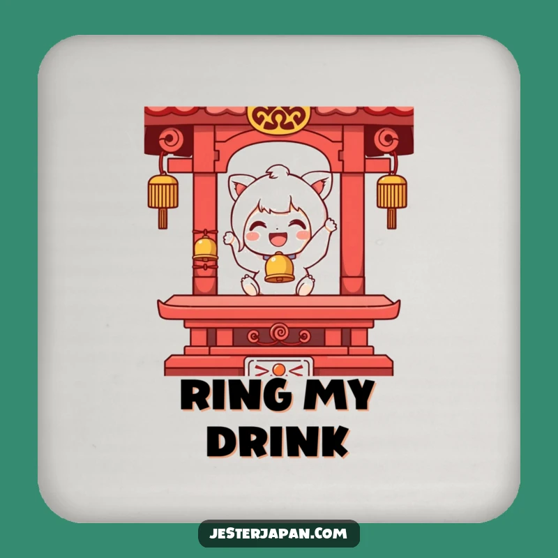 Funny Temple Bell Ringing Character Coaster - Protect Surfaces with Joy