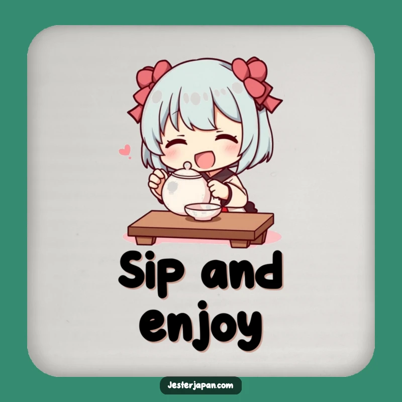 Funny Tiny Tea Ceremony Coaster - Protect Surfaces with Serenity
