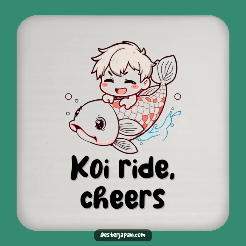 Funny Kawaii Koi Rider Coaster: Mischievous Character Decor, Humorous Gift