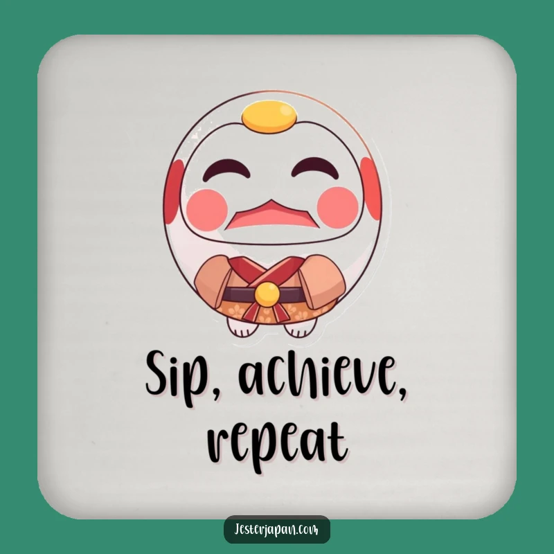 Funny Daruma Kimono Coaster Set: Resolute Doll Protection, Japanese Gift