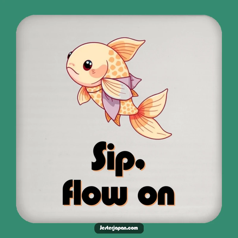 Funny Koi Kimono Coaster Set: Serene Fish Protection, Japanese Gift