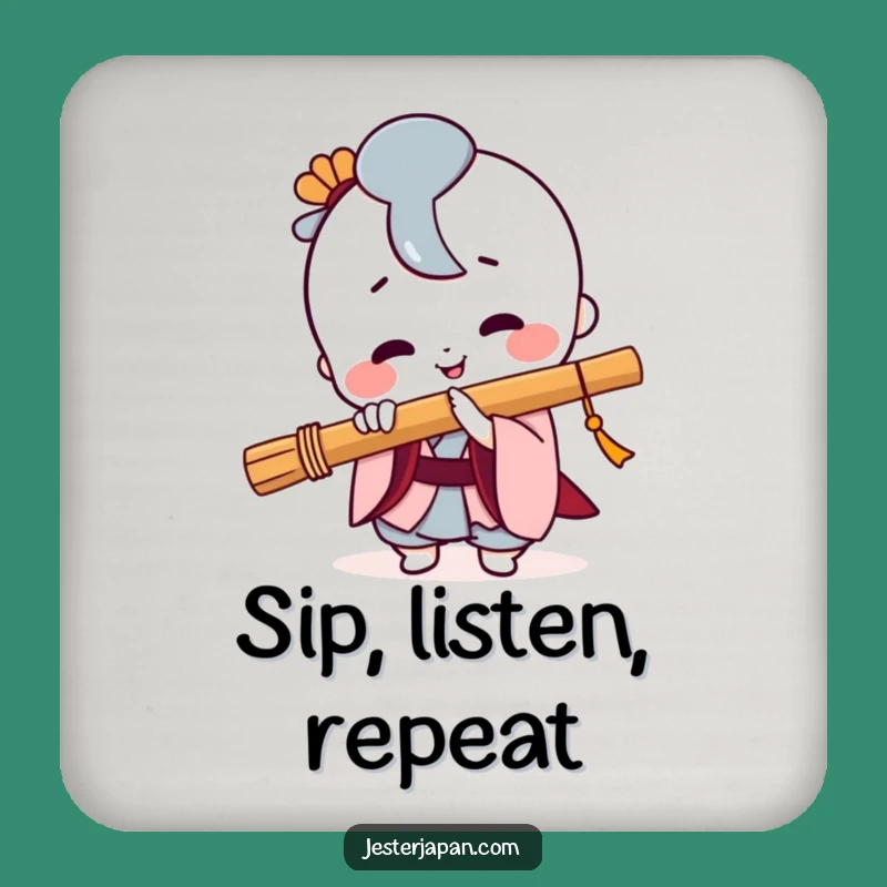 Funny Kawaii Flute Player Coaster: Cute Japanese Drink Accessory for Tables