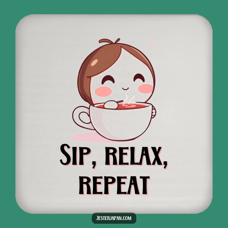 Funny Kawaii Cozy Sip Coaster - Humorous Drink Protection Gift