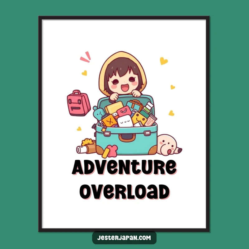 Funny Packing Kawaii Poster: Chaotic Character Art for Travel Enthusiasts