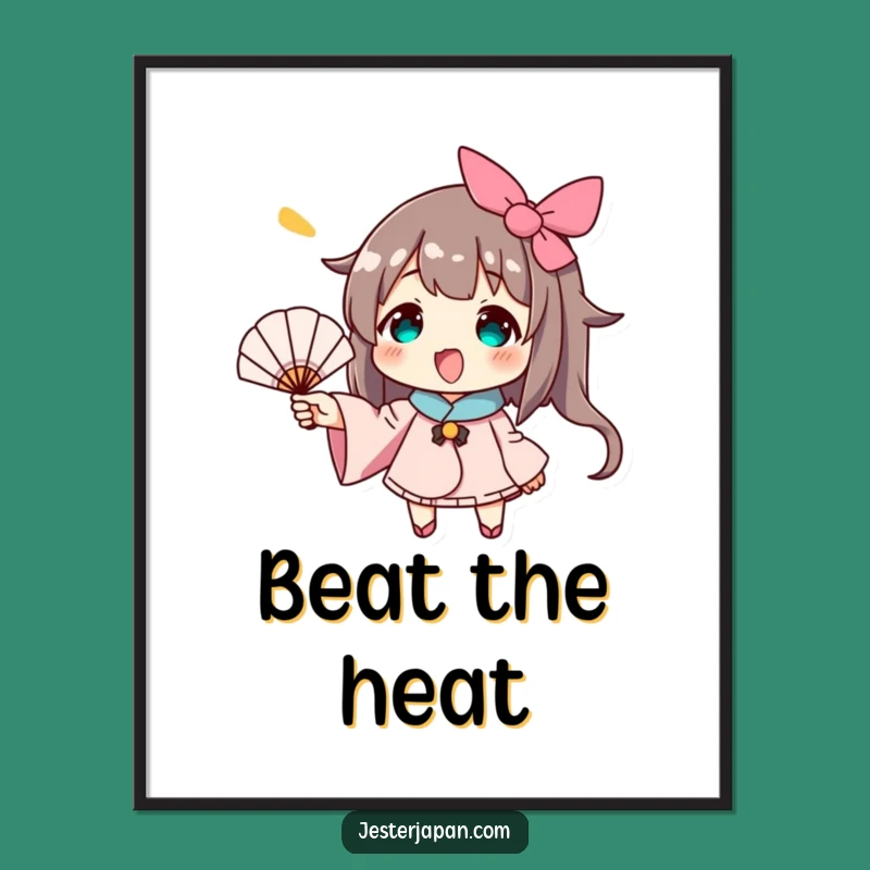 Funny Waving Fan Character Poster - Add Breezy Humor to Your Walls