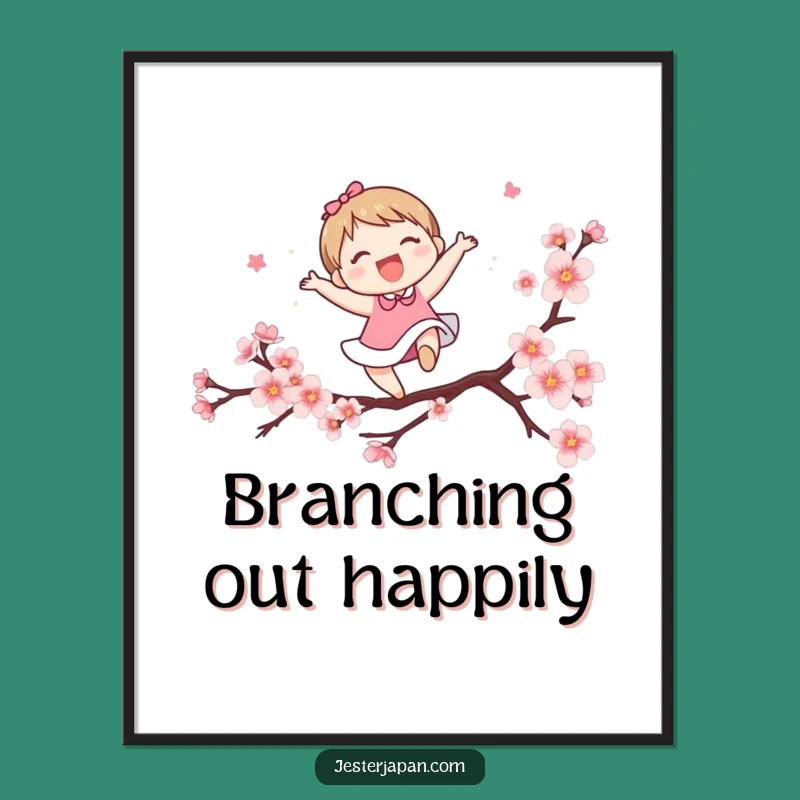 Funny Blossom Leaper Poster: Vibrant Character's Spring Art, Unique Funny Decor Gift