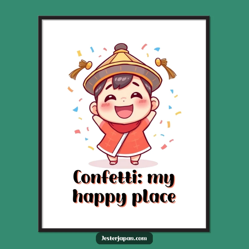 Funny Confetti Character Poster: Brighten Your Walls with This Hilarious Traditional Hat Art