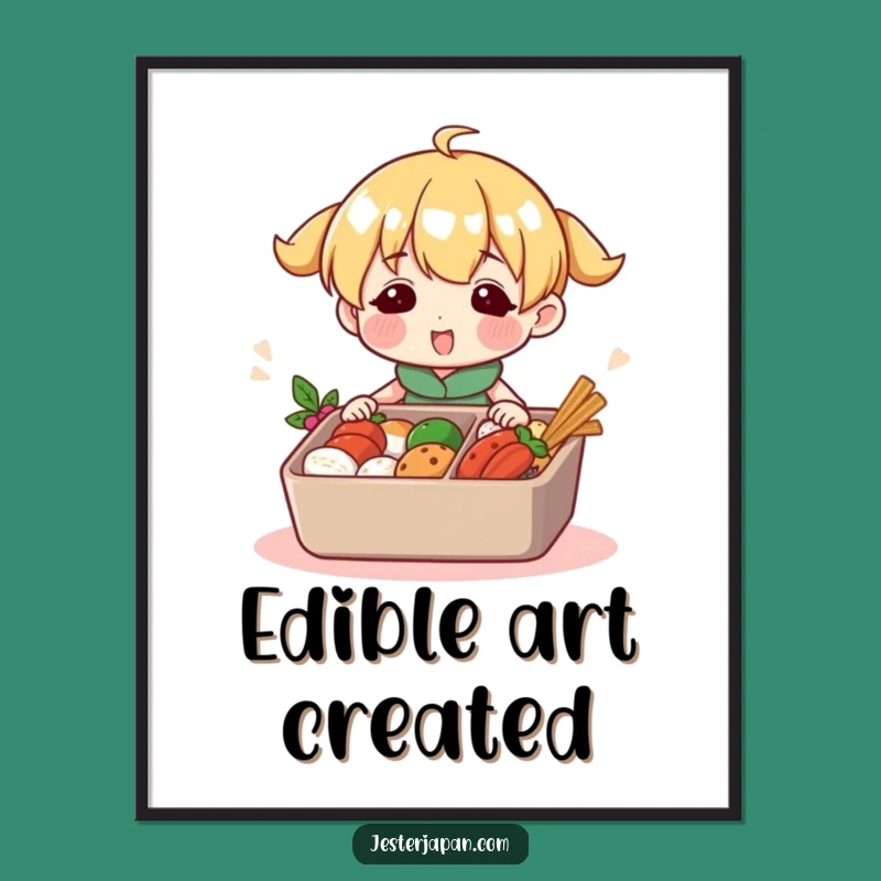 Funny Bento Packer Poster: Vibrant Character's Meal Art, Unique Funny Decor Gift