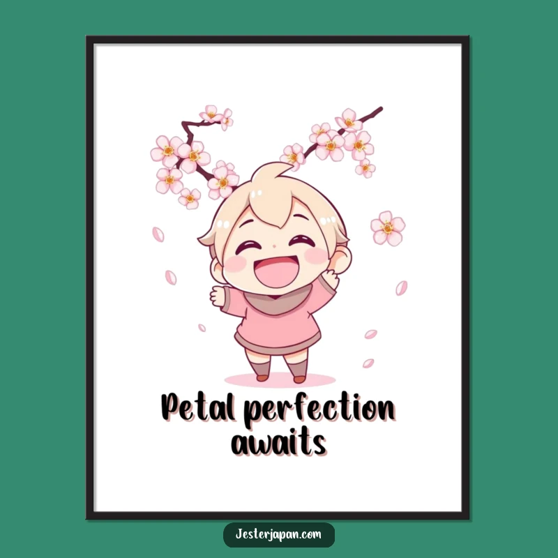 Funny Cherry Blossom Art Print - Joyful Spring Wall Decor Gift