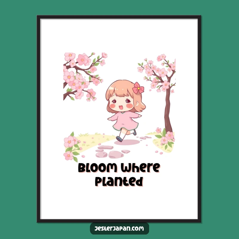 Funny Cherry Blossom Poster: Cheerful & Humorous Wall Art Gift