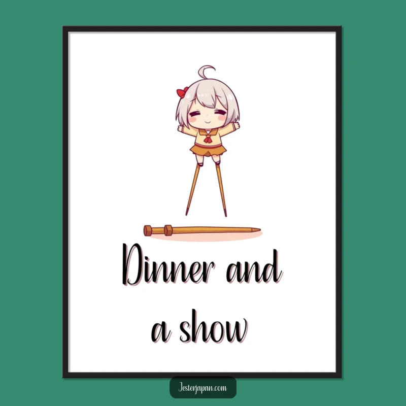 Funny Chopstick Stilts Poster - Hilarious Art for Kitchens & Dining Areas