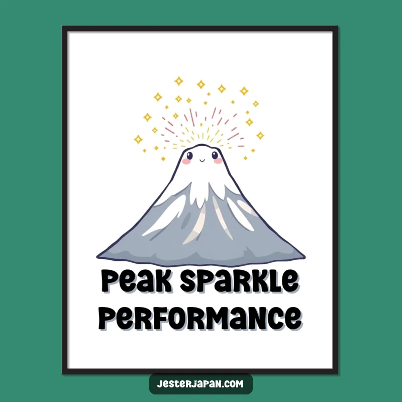 Funny Mount Fuji Sparkle Art Print - Whimsical Wall Decor and Gift