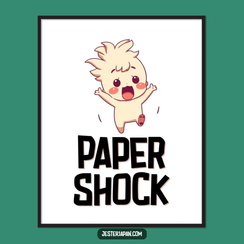 Funny Origami Crane Poster: Startled Character's Surprise Art Gift