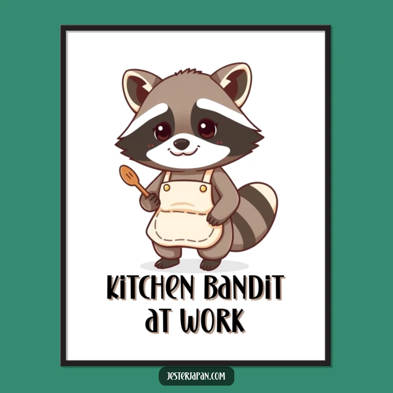 Funny Raccoon Chef Poster: Whimsical Wall Art for a Hilarious Kitchen