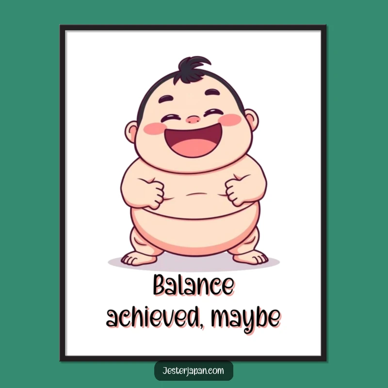 Funny Sumo Pose Poster: Dynamic Character Art, Hilarious Wall Decor, Perfect Gift
