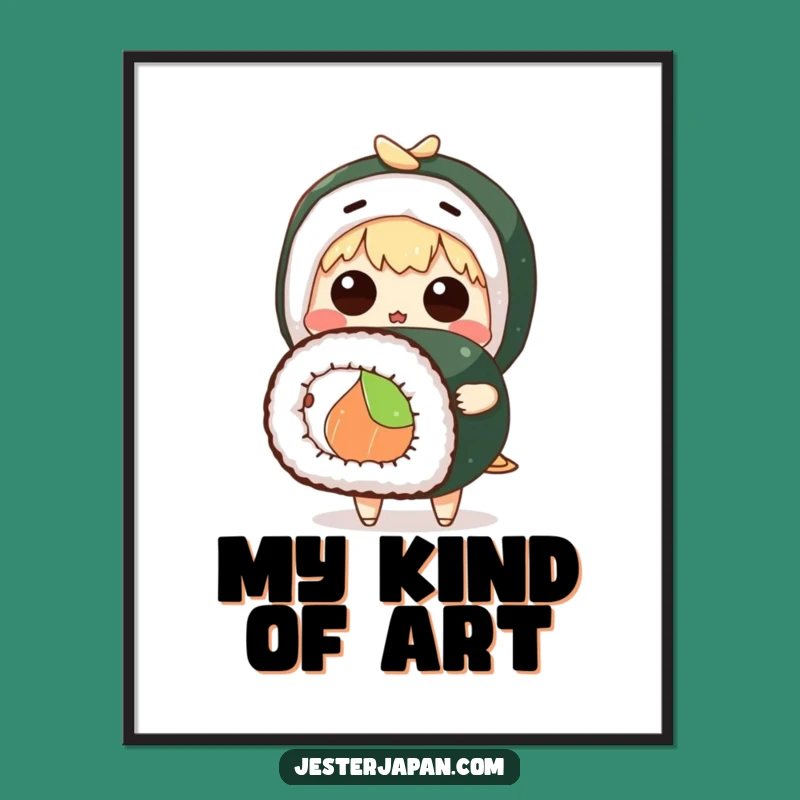 Funny Surprised Sushi Poster, Cute Anime Art Print - Perfect Funny Gift Decor