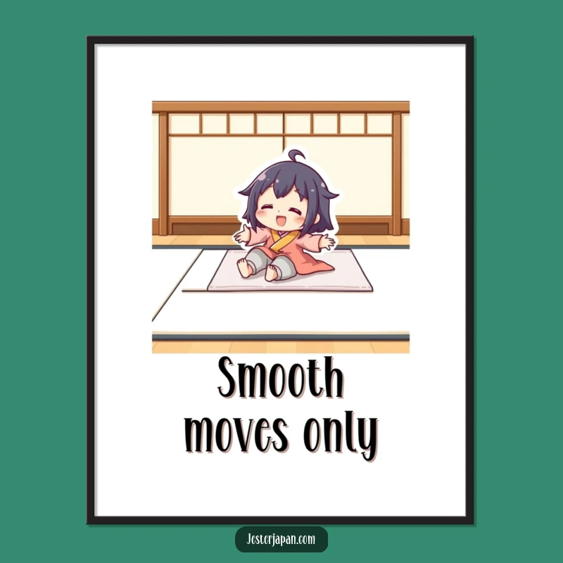 Funny Tatami Slider Poster: Character's Playful Art, Unique Funny Decor Gift