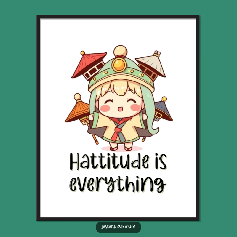 Funny Kawaii Hat Showcase Poster - Humorous Wall Art Gift