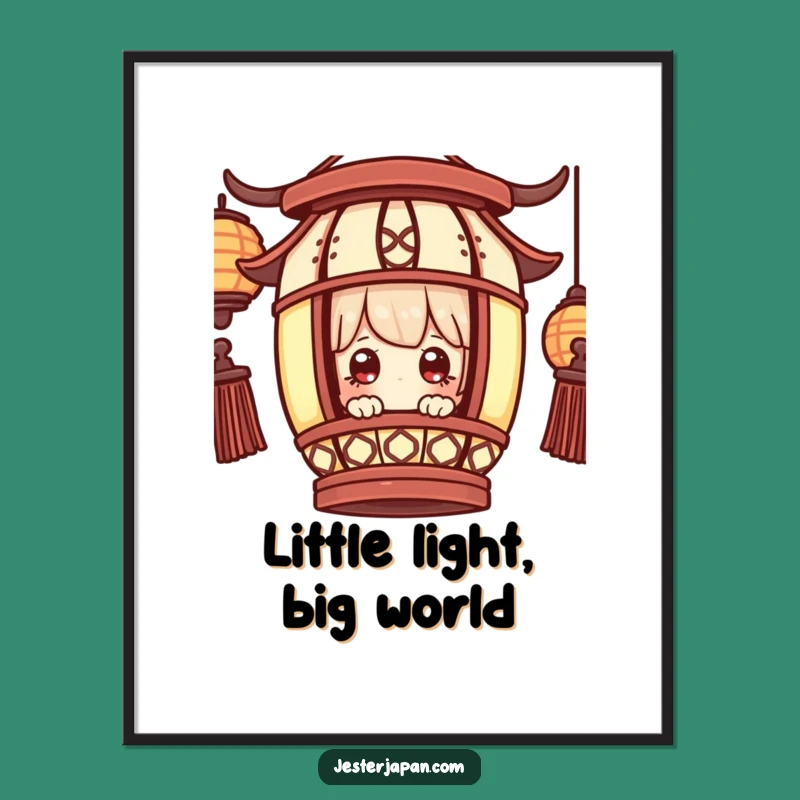 Funny Lantern Peek Poster: Wonder Character Art, Humorous Wall Decor Gift