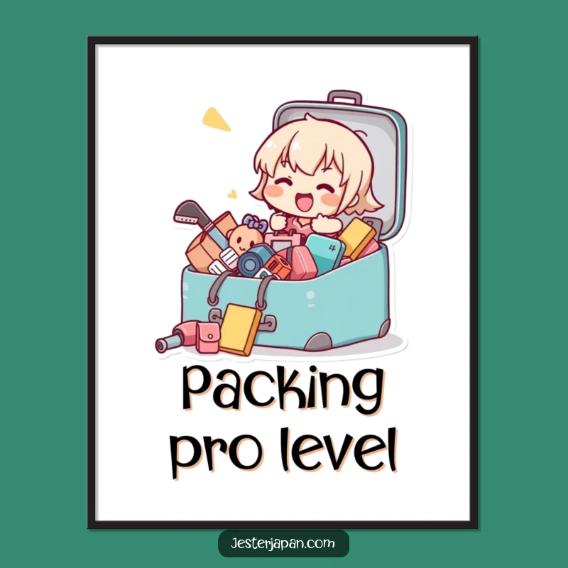 Funny Kawaii Packing Adventure Poster - Humorous Wall Art Gift