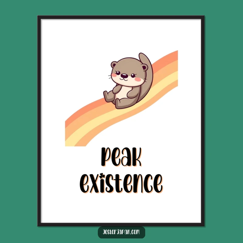 Funny Otter Rainbow Slide Poster - Vibrant Wall Art Gift