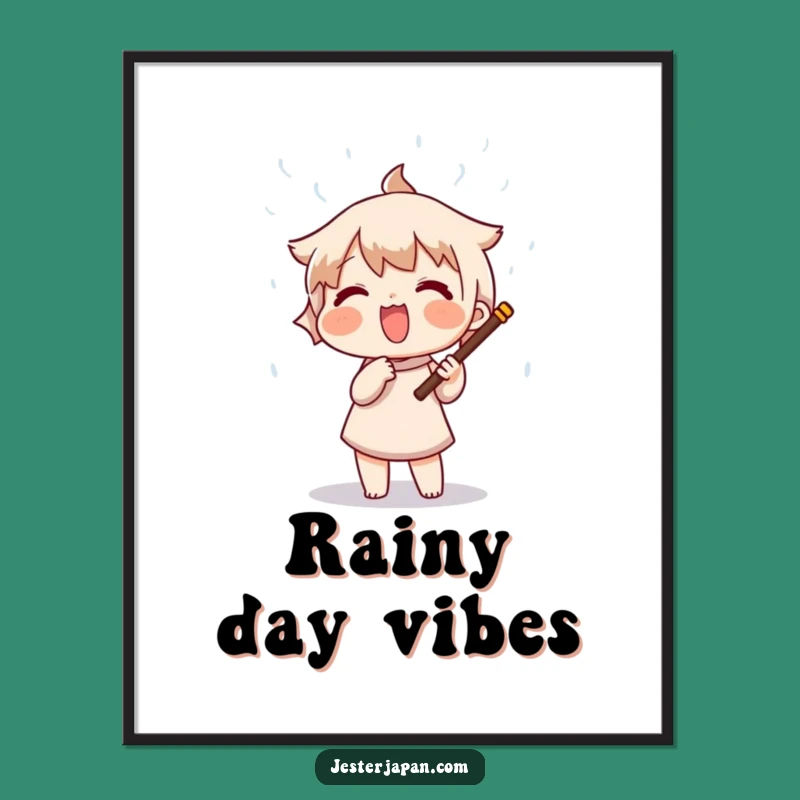 Funny Rain Stick Shower Art Print - Whimsical Wall Decor Gift