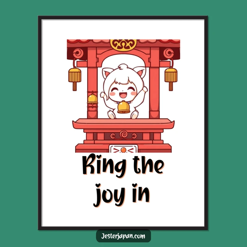 Funny Temple Bell Ringing Character Poster - Bring Joyful Art Home