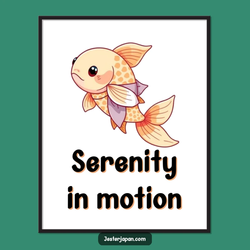 Funny Koi Kimono Poster: Serene Fish Art, Elegant Japanese Decor Gift