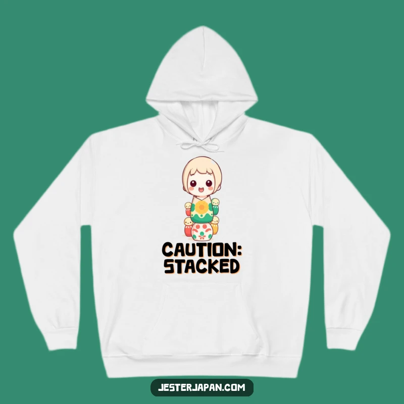 Funny Kokeshi Doll Balancing Hoodie: Cozy and Hilarious Gift for All