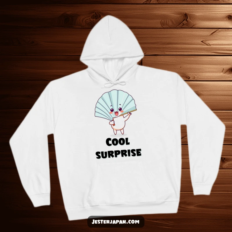 Funny Fan Hoodie: Comfortable hoodie showcasing a fan character unfurling with a flourish to reveal a surprised face.