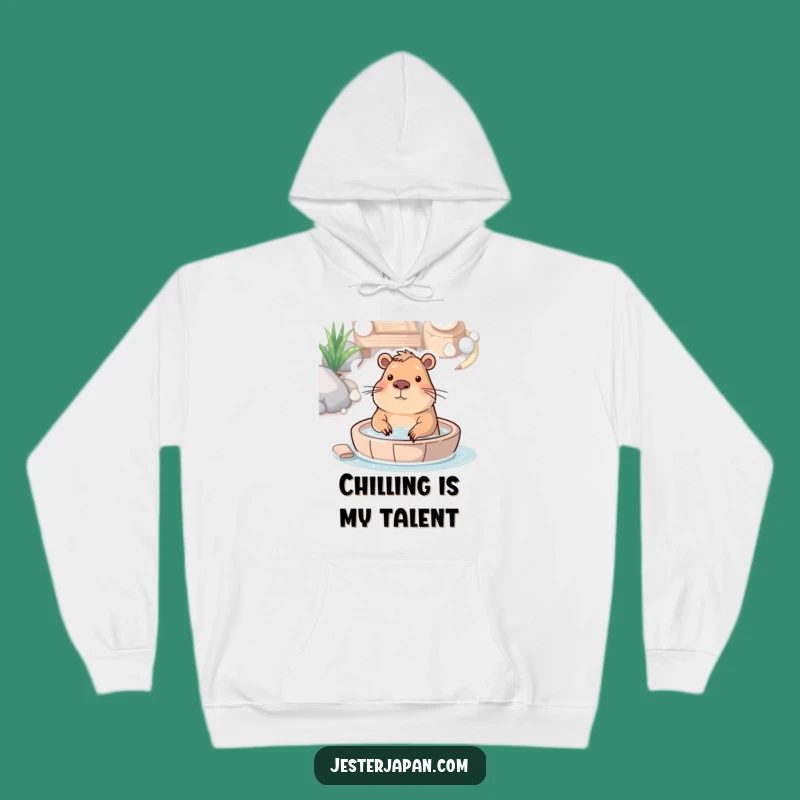 Cozy Funny Capybara Hot Spring Hoodie: Warm Relaxation & Hilarious Comfort