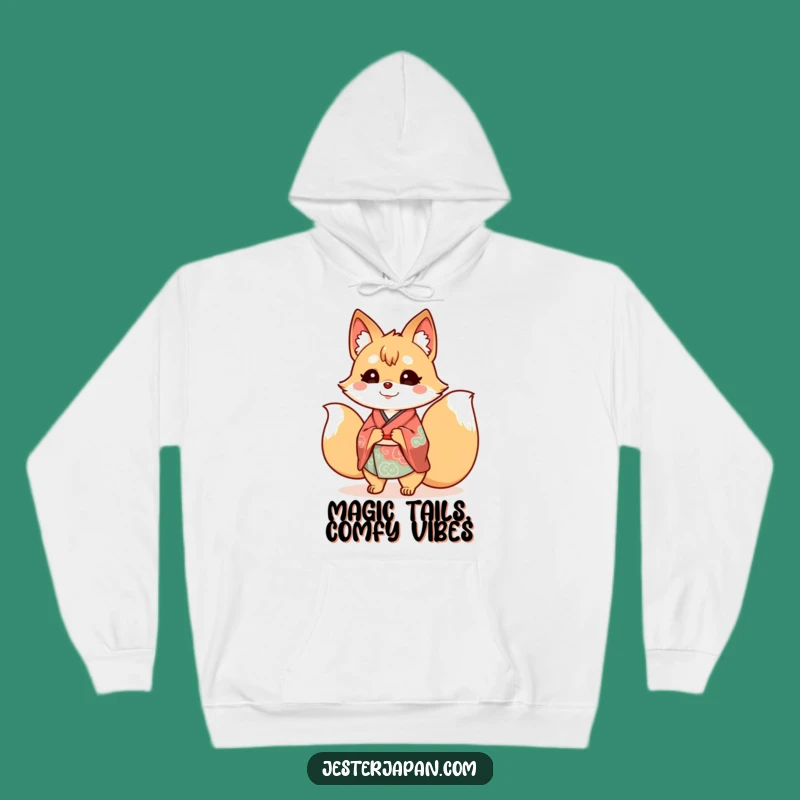 Cozy Funny Kitsune Kimono Hoodie: Cheerful Nine-Tailed Fox, Warm Japanese Gift